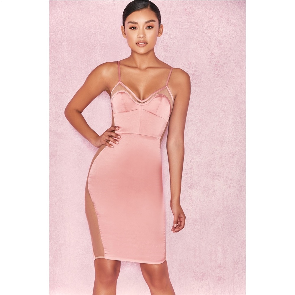 House of CB Antares dusty pink satin dress